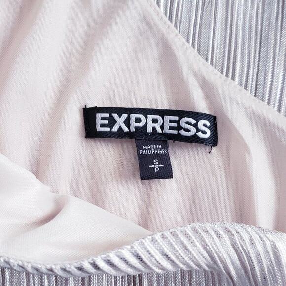 Express One shoulder Metallic Silver Summer /Holiday New Years Cocktail Dress S - Picture 6 of 7